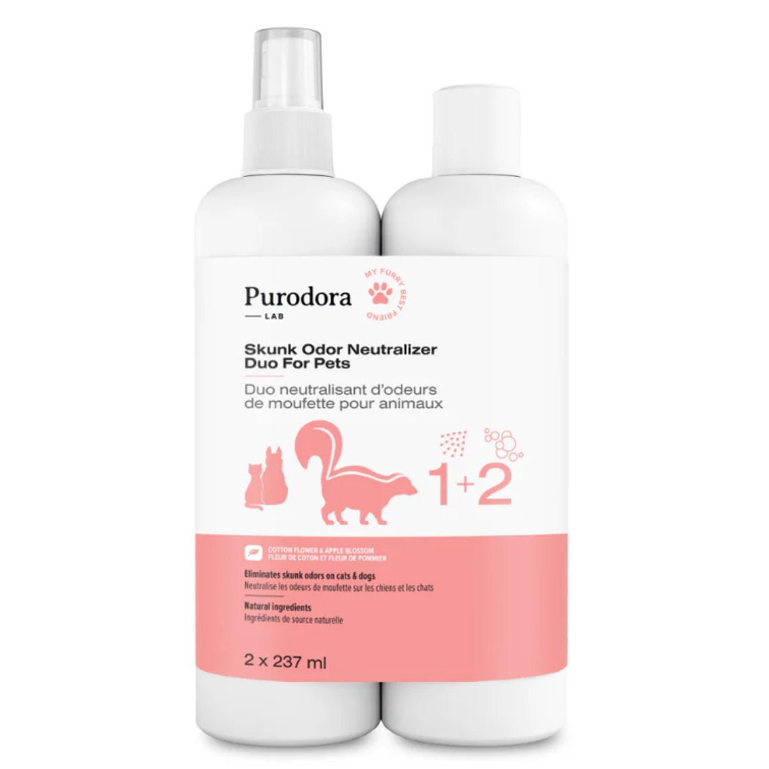 Duo neutralisant d'odeurs de moufette pour animaux
