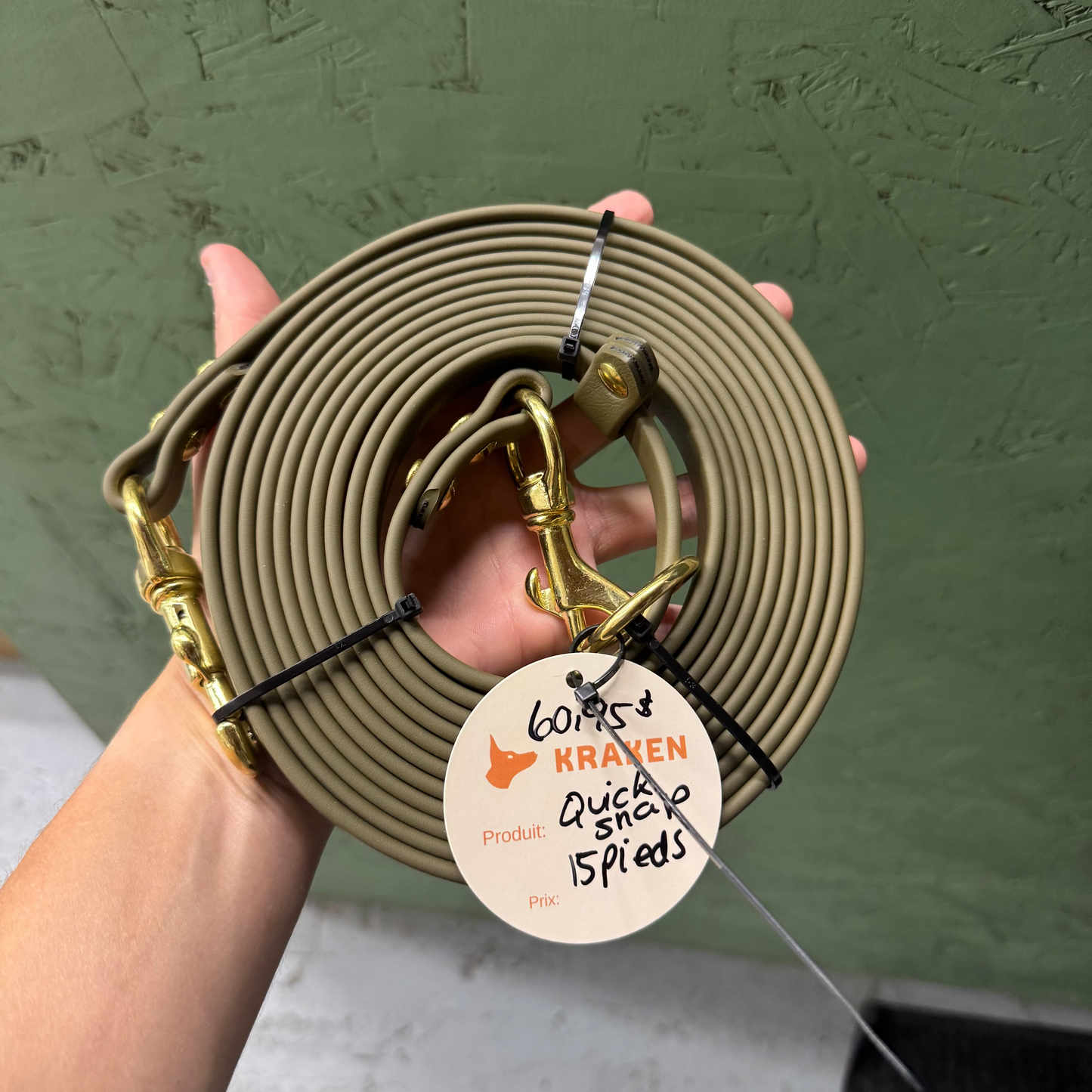 Quick Snap Olive Lanyard 15 feet
